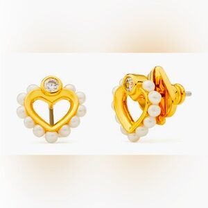 KATE SPADE - Shining Spade Pearl Heart Earrings